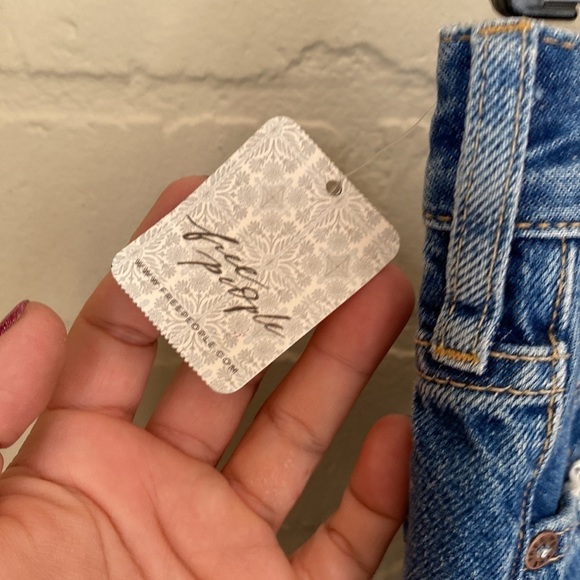 Free people jeans the lasso denim in sapphire‎ button fly high rise distressed - Picture 7 of 11